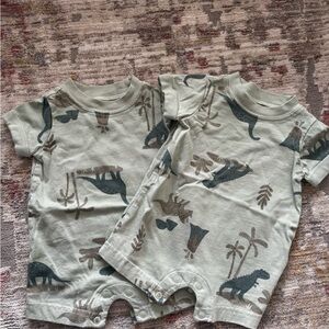 Bundle of Dinosaur Print Baby Rompers